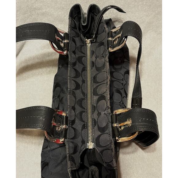 Coach Y2K Black Signature Pleated Soho Canvas and Leather Shoulder Bag F13742 - Picture 10 of 13